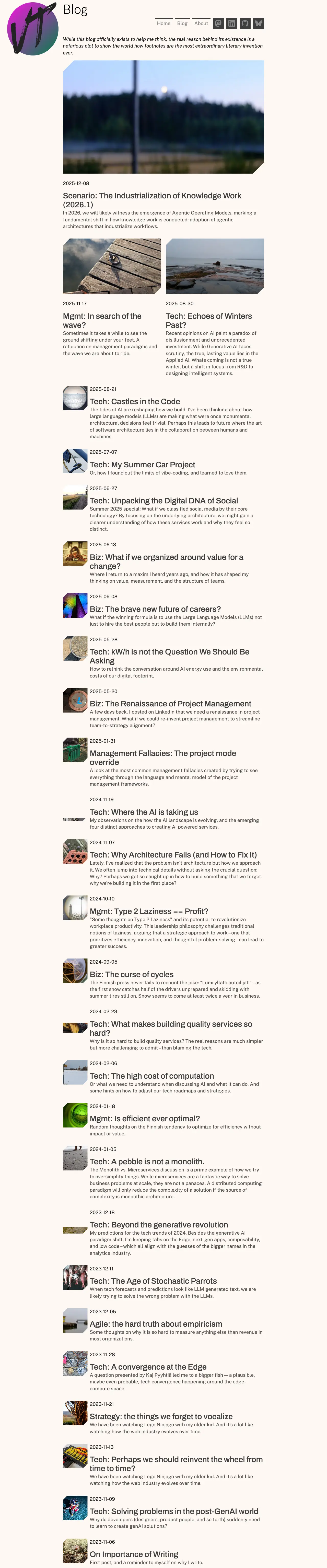 Screen capture of the about page